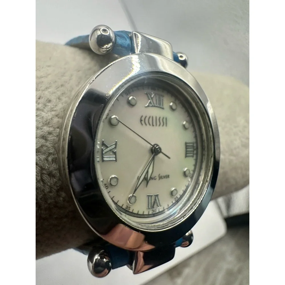 Ecclissi 22340 Sterling Silver Womens Watch New Battery 32MM 7.5